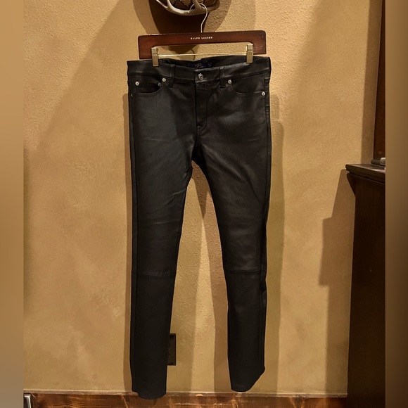 Polo Ralph Lauren Black Leather Pant Size 12 NWT - Picture 1 of 4